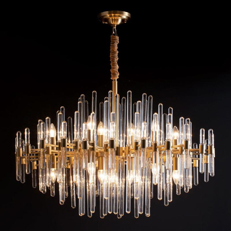 Golden Alloy Crystal Brass Crystal Chandelier With E14 LED AC