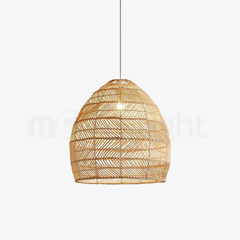 white wicker hanging lamp