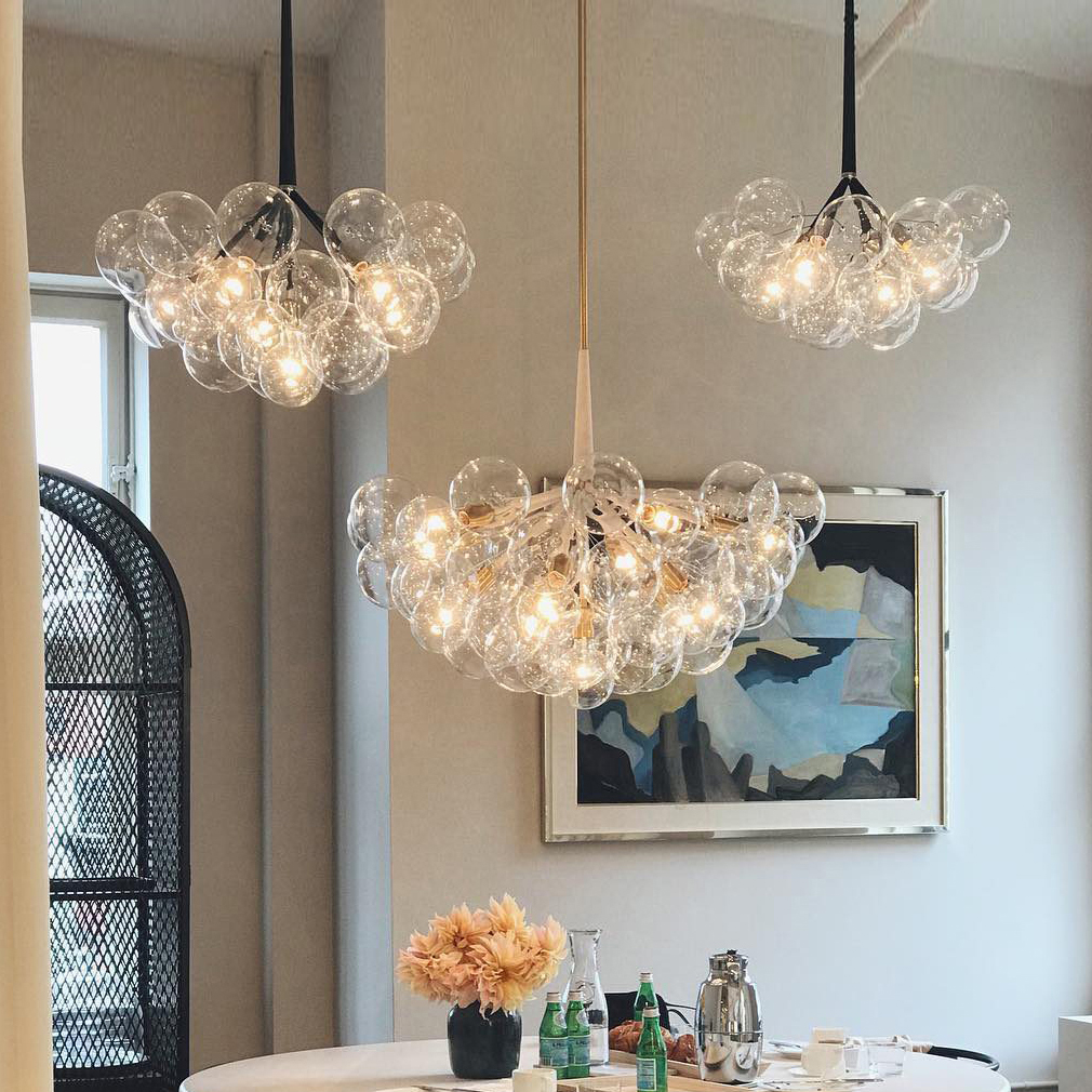 Bubbles Chandelier (Clear) Natural Brass