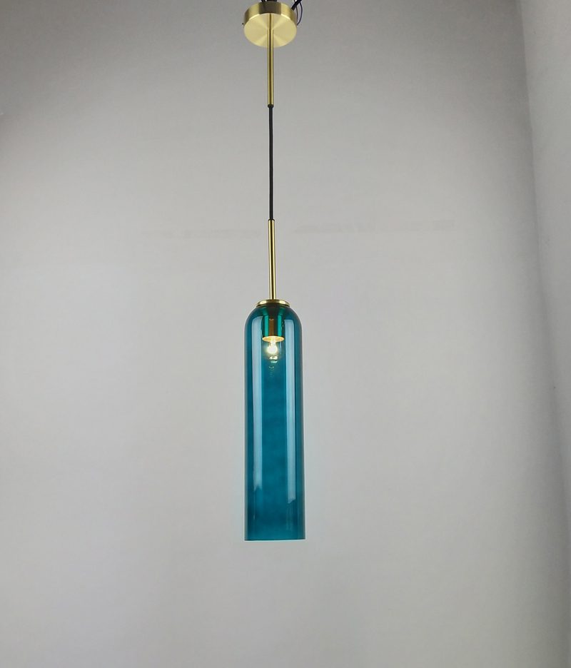 Long Tube Glass Pendant Light, ∅ 3.9′′ x H 47.2′′ / Dia 10cm x H 120cm / Black / Clear
