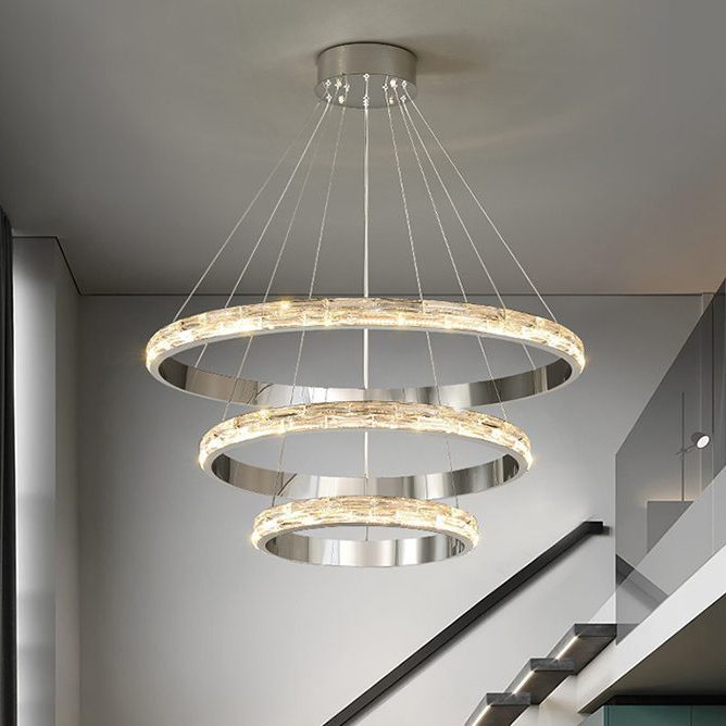 Dimmable 3-Ring Pendant Light | Modern LED Fixture with Remote Control